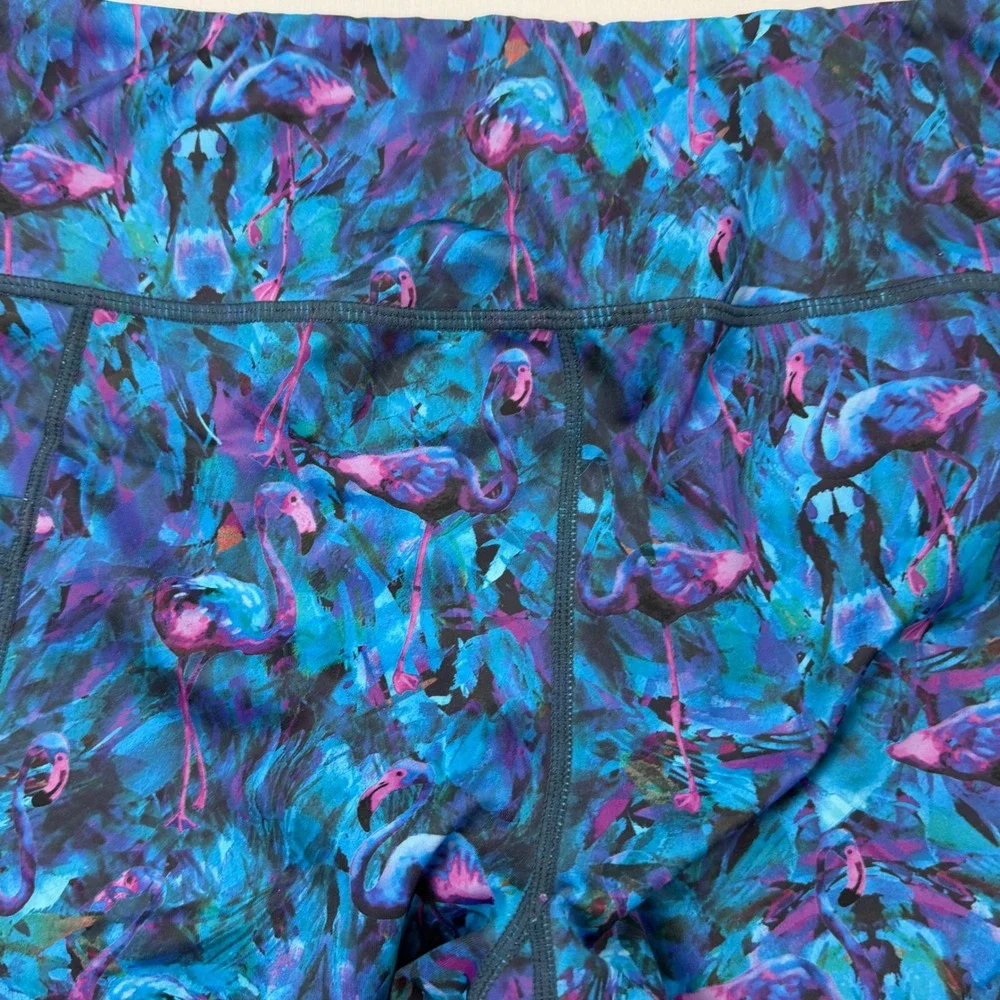 Constantly Varied Gear Leggings Women MED Blue Flamingo Print Pocket Squat Proof